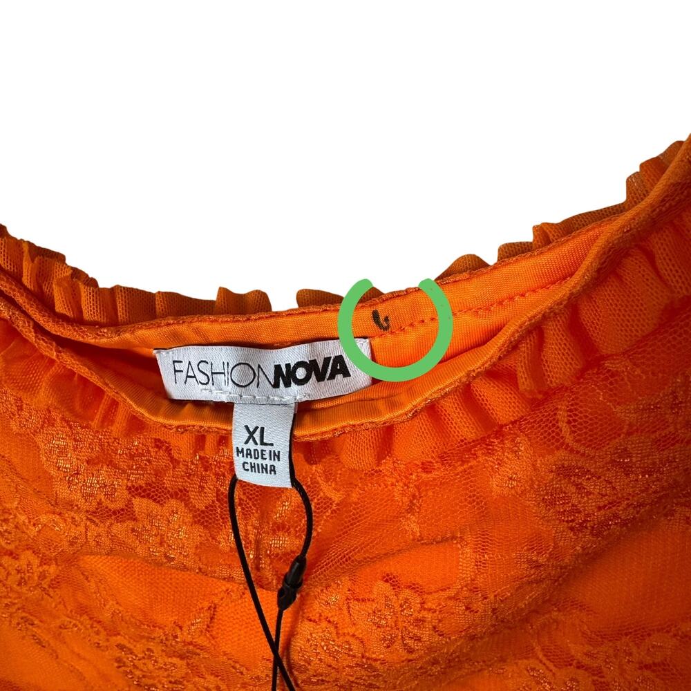 Fashion Nova One of One Lace Mini Dress Orange XL Clubbing Cutout Miami NWT - Picture 5 of 8